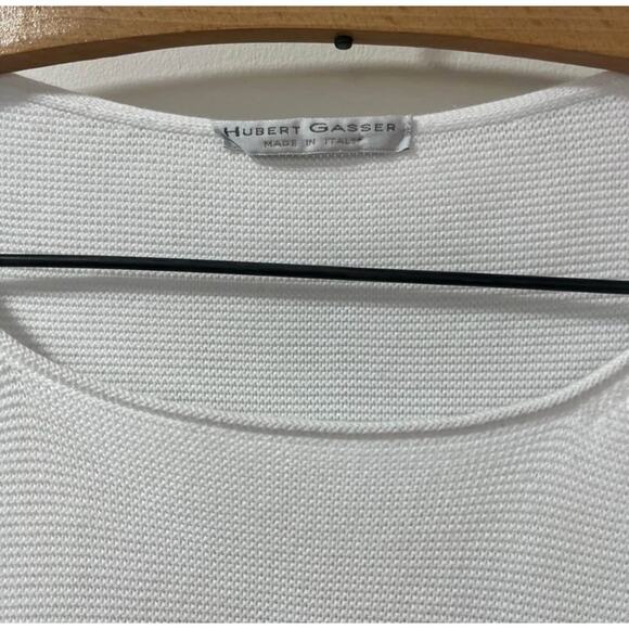 Women’s 3/4 Sleeve Fitted Cotton Sweater - White Size Large - Picture 2 of 5